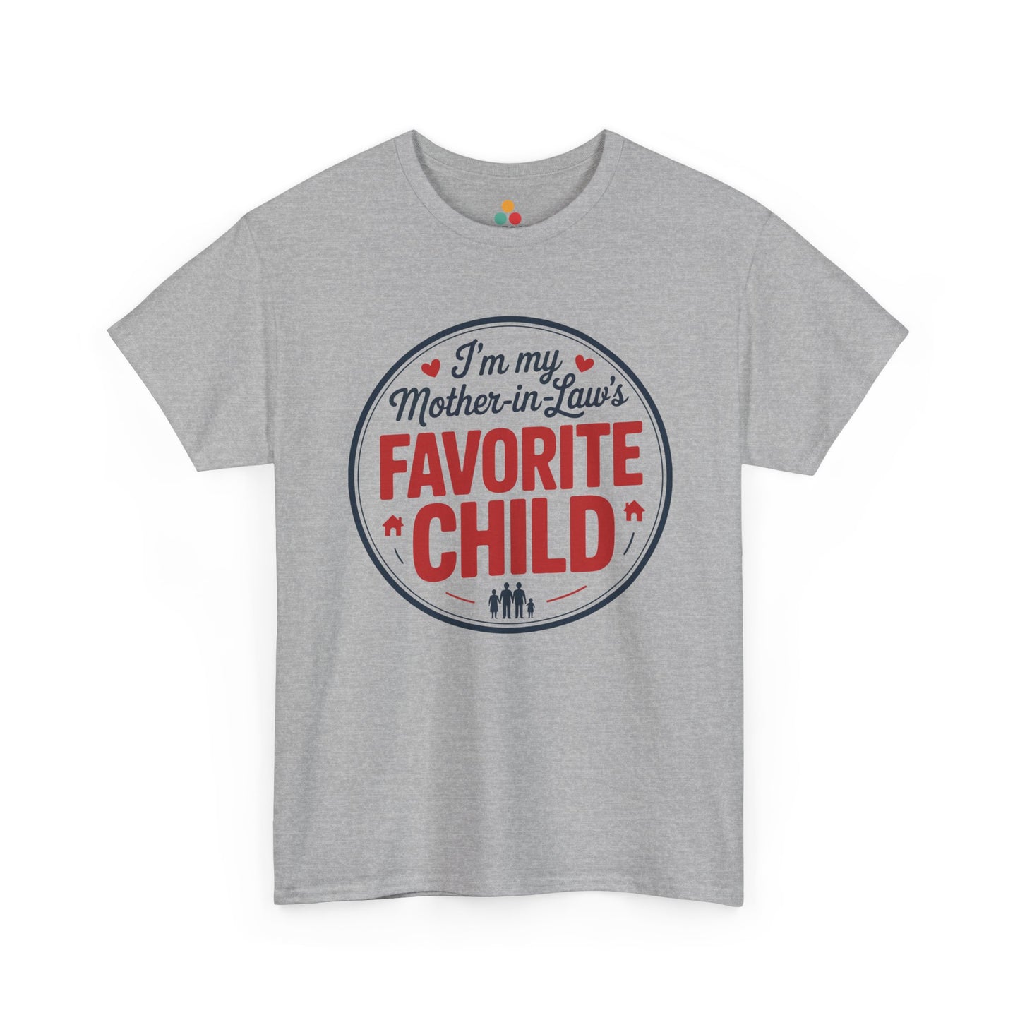 TEEZOCA gray “I’m my Mother‑in‑Law’s Favorite Child” graphic tee shown flat.