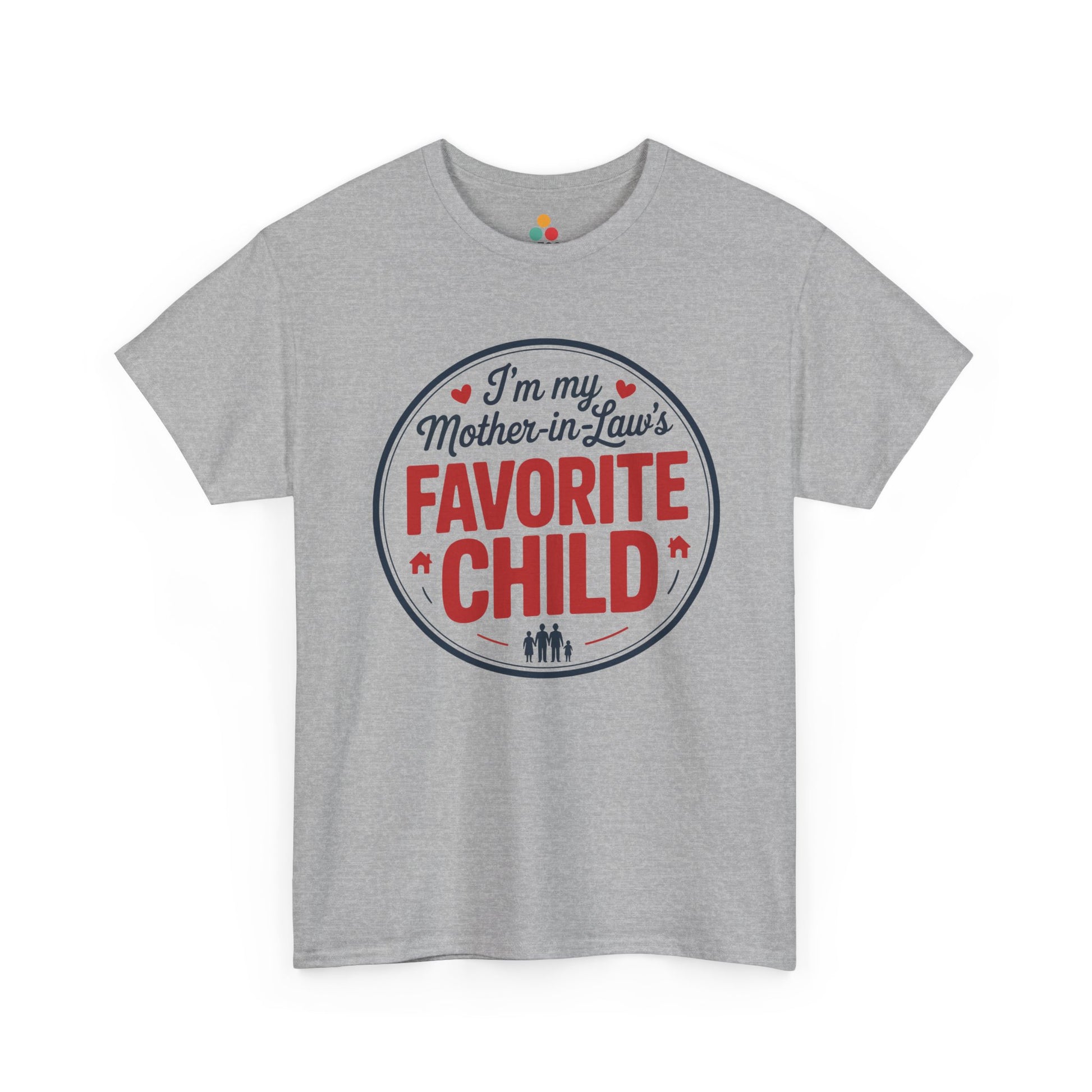 TEEZOCA gray “I’m my Mother‑in‑Law’s Favorite Child” graphic tee shown flat.