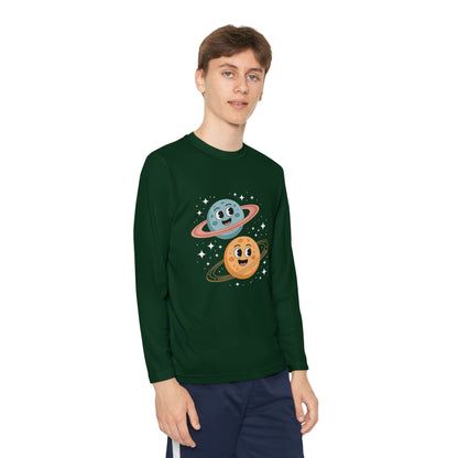 Kids Long Sleeve Tee — Cute Smiling Planets Space Shirt TEEZOCA