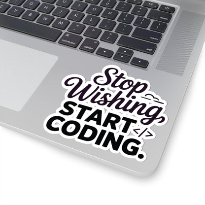 TEEZOCA stop wishing start coding motivational programming sticker