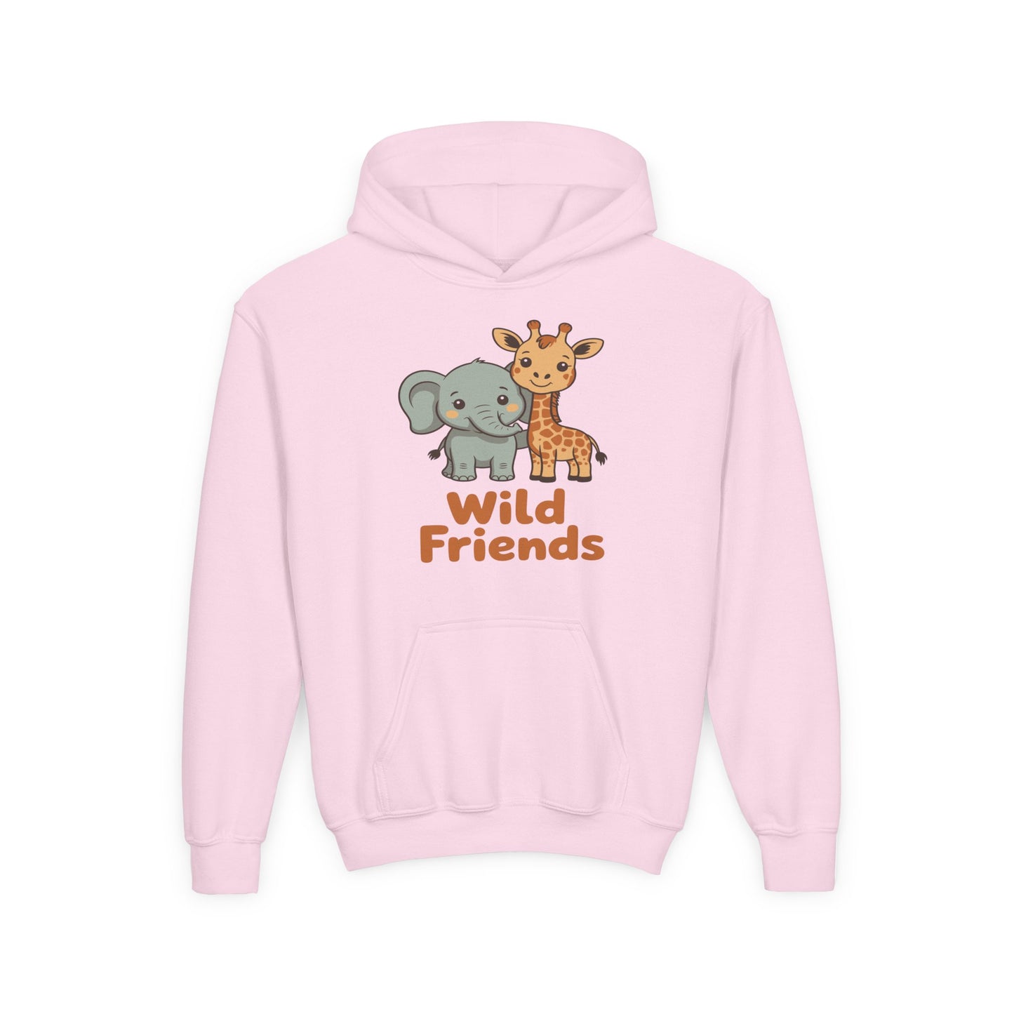 Wild Friends Kids Hoodie – Cute Elephant and Giraffe | TEEZOCA 