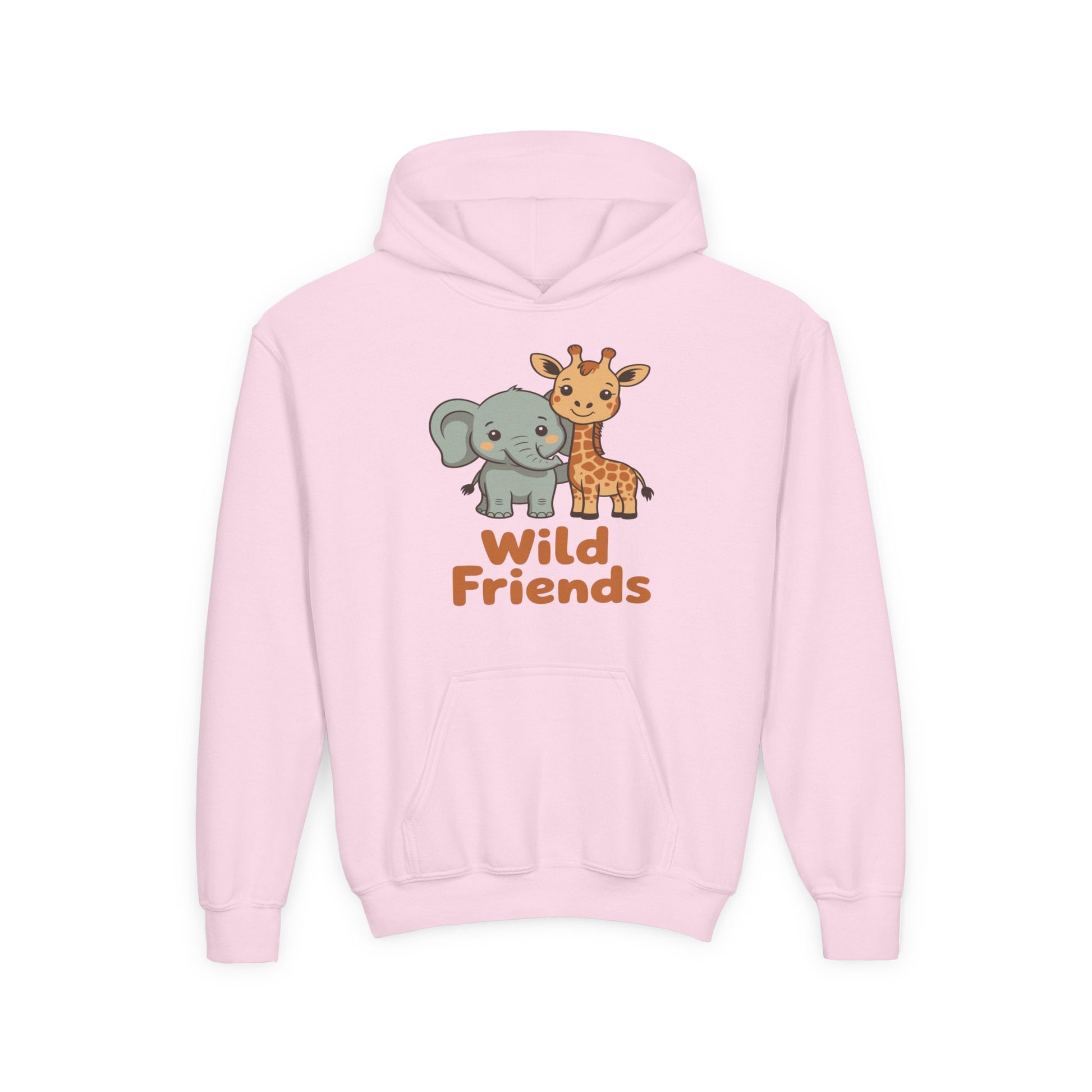 Wild Friends Kids Hoodie – Cute Elephant and Giraffe | TEEZOCA 