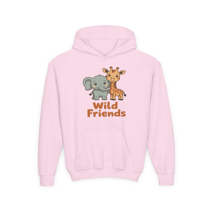 Wild Friends Kids Hoodie – Cute Elephant and Giraffe | TEEZOCA 