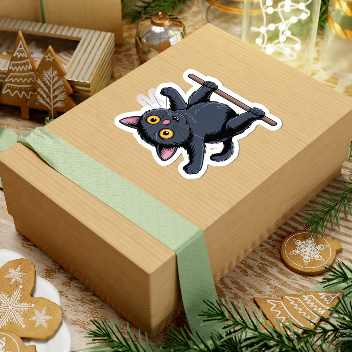 TEEZOCA cute hanging cat design for stickers