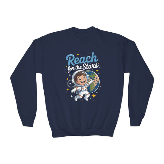 Youth Sweatshirt — 'Reach' Space Astronaut Kids Crewneck TEEZOCA