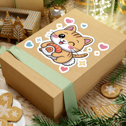 TEEZOCA anime style sushi cat sticker for laptop, journal, planner, and sticker collection