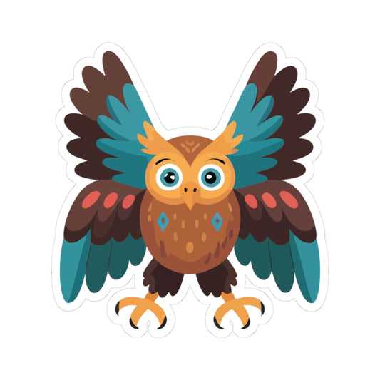 TEEZOCA cute tribal owl sticker with colorful wings