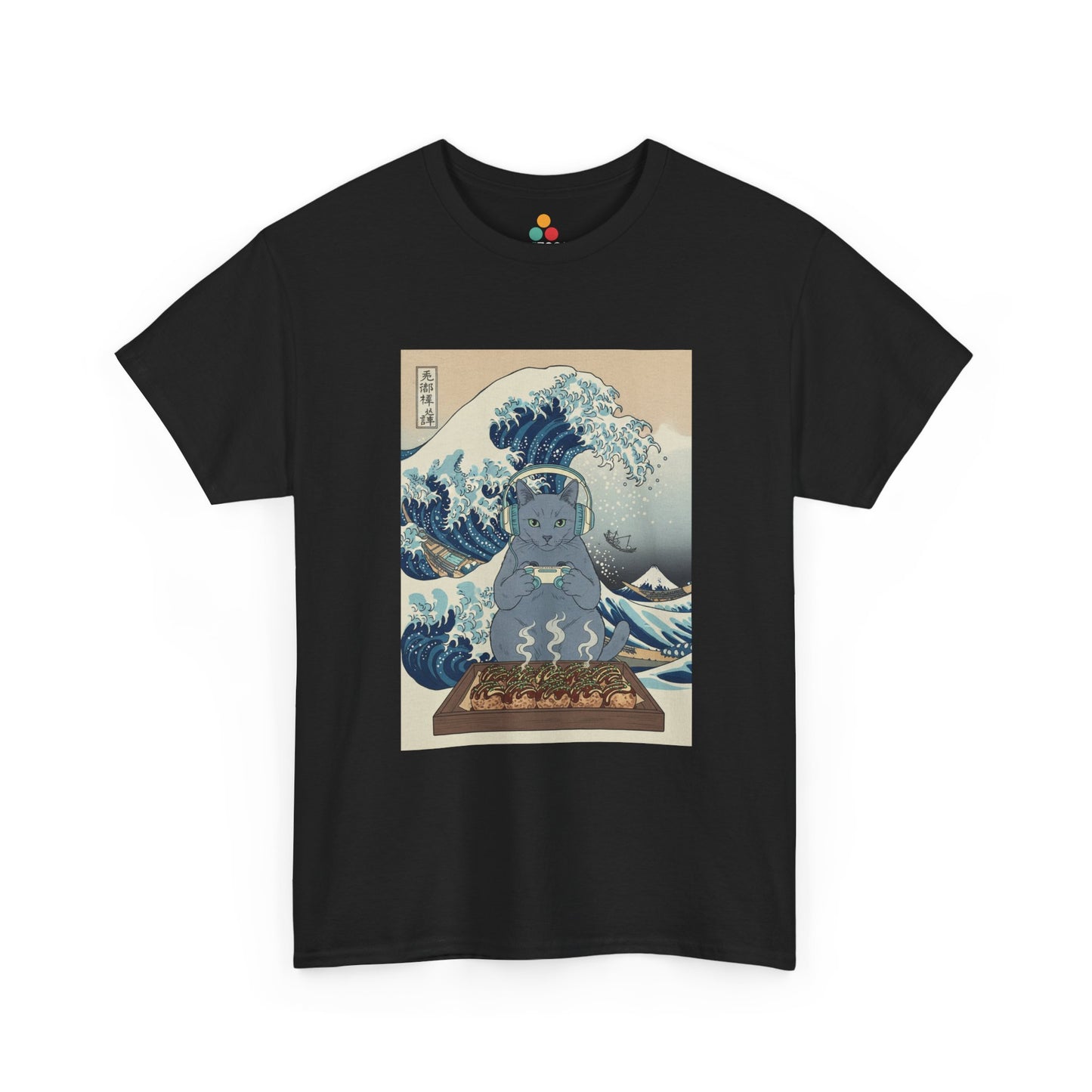 Ukiyo-e Cat Gaming Tee — Japanese Wave Vintage Poster T-Shirt | TEEZOCA 