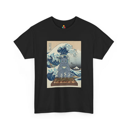 Ukiyo-e Cat Gaming Tee — Japanese Wave Vintage Poster T-Shirt | TEEZOCA 