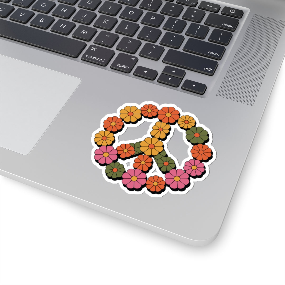 TEEZOCA groovy peace symbol sticker colorful flower art