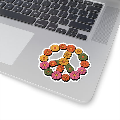 TEEZOCA groovy peace symbol sticker colorful flower art