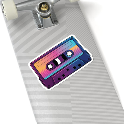TEEZOCA retro neon cassette tape sticker colorful gradient design