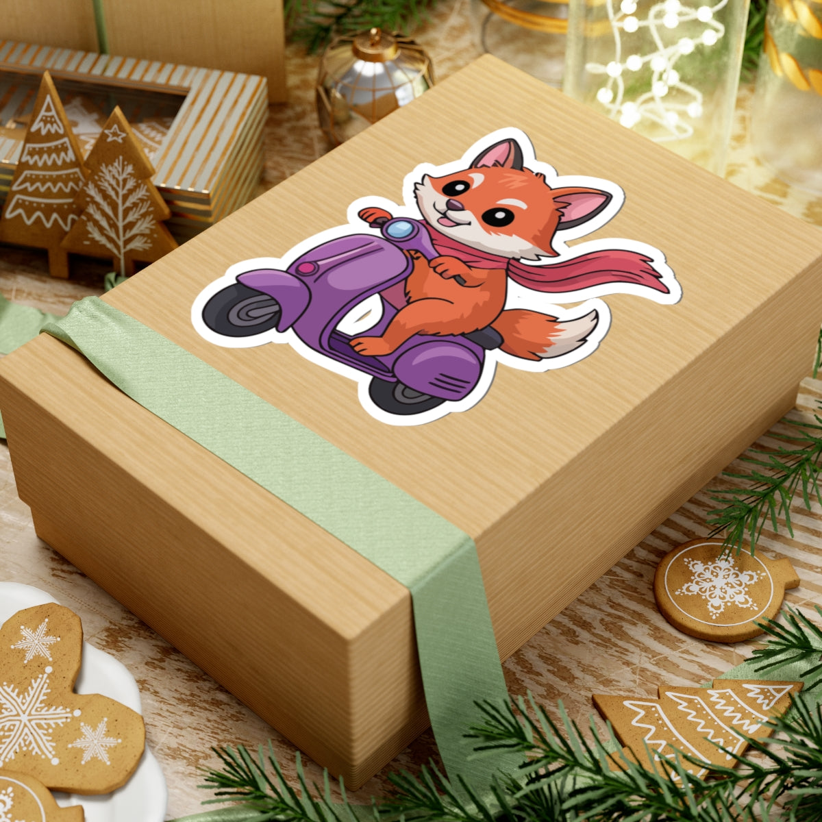 TEEZOCA cute fox scooter sticker animal illustration