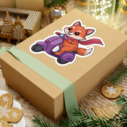 TEEZOCA cute fox scooter sticker animal illustration