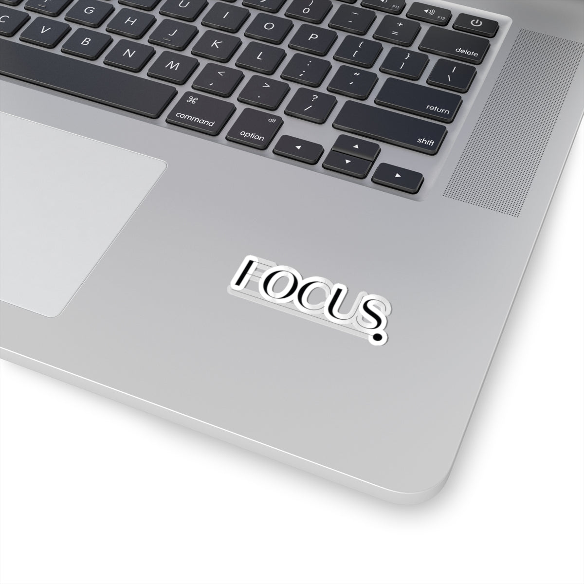 TEEZOCA focus word sticker minimal black background design