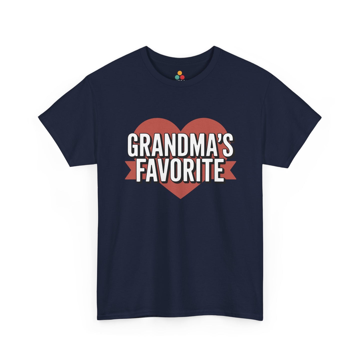 TEEZOCA navy “Grandma’s Favorite” cute heart grandchild t‑shirt displayed flat.