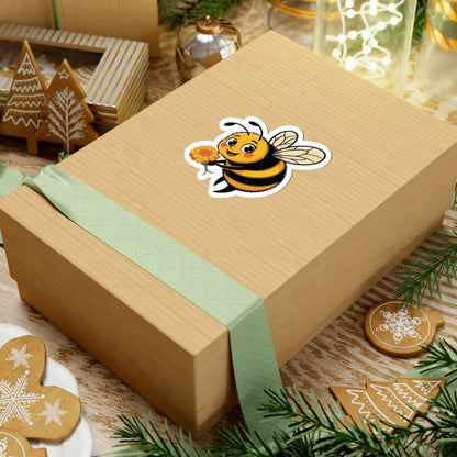 TEEZOCA kawaii bee sticker smiling bumblebee with orange flower design