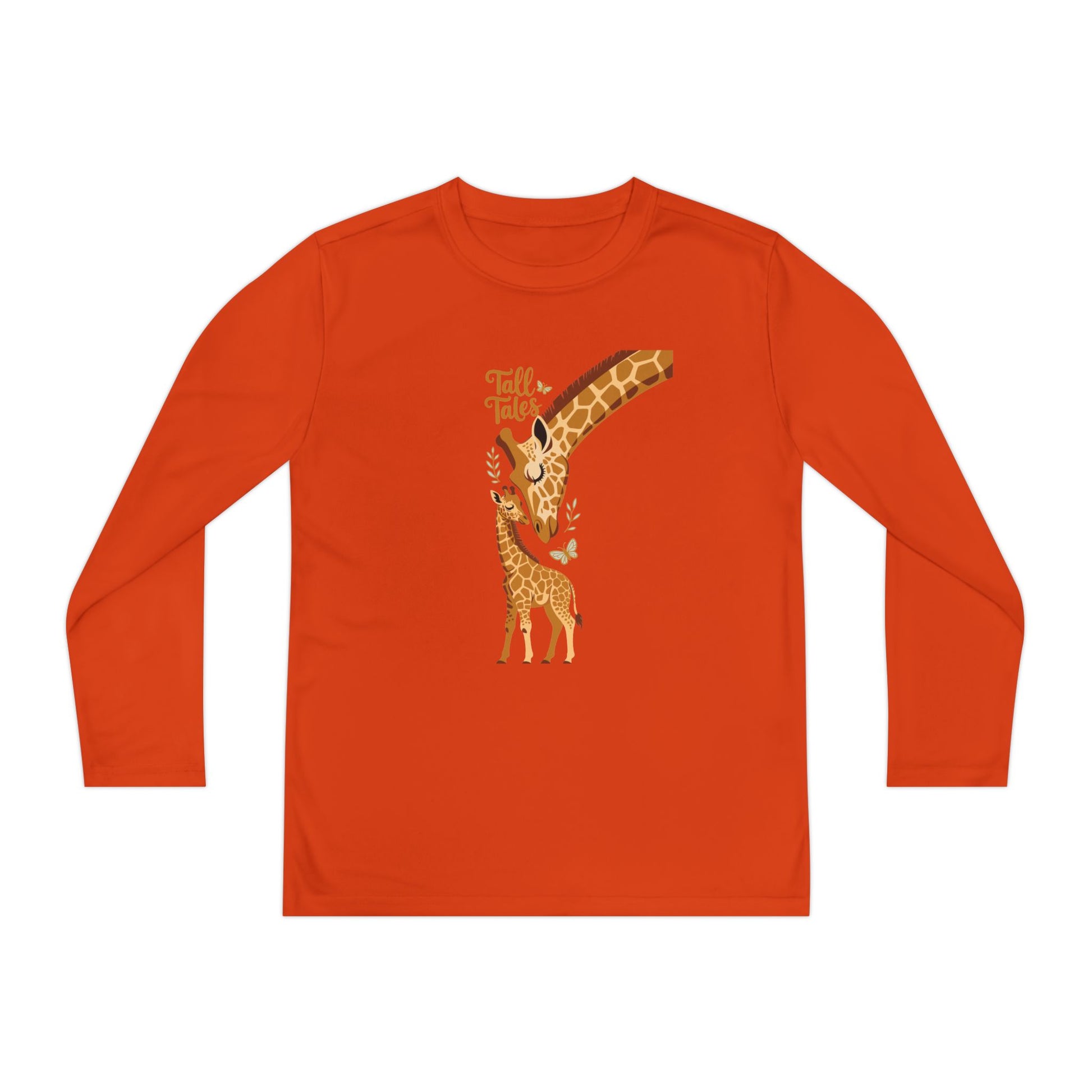 Youth Long Sleeve Tee — Cute Giraffe Mom & Baby “Talk Talk” Graphic TEEZOCA
