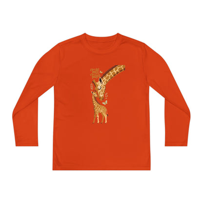Youth Long Sleeve Tee — Cute Giraffe Mom & Baby “Talk Talk” Graphic TEEZOCA