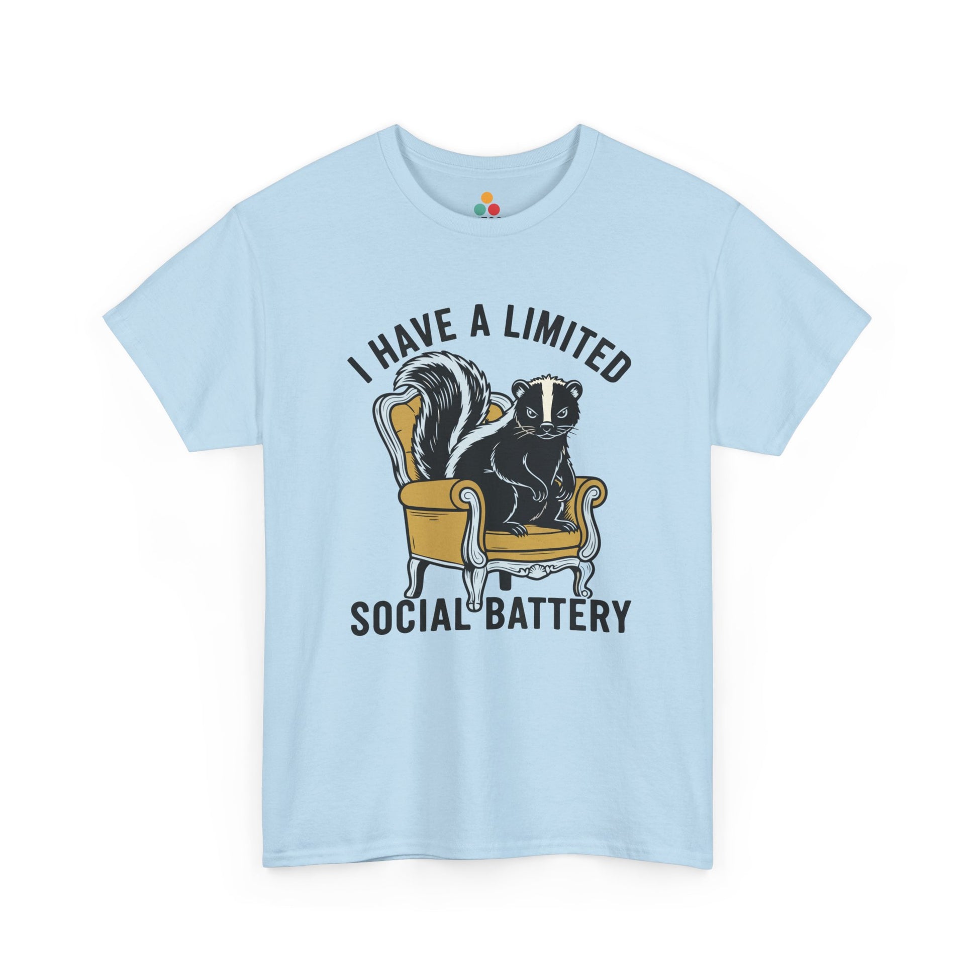 Skunk Social Battery Graphic T-Shirt - "I Have a Limited Social Battery" Funny Introvert Tee | TEEZOCA 