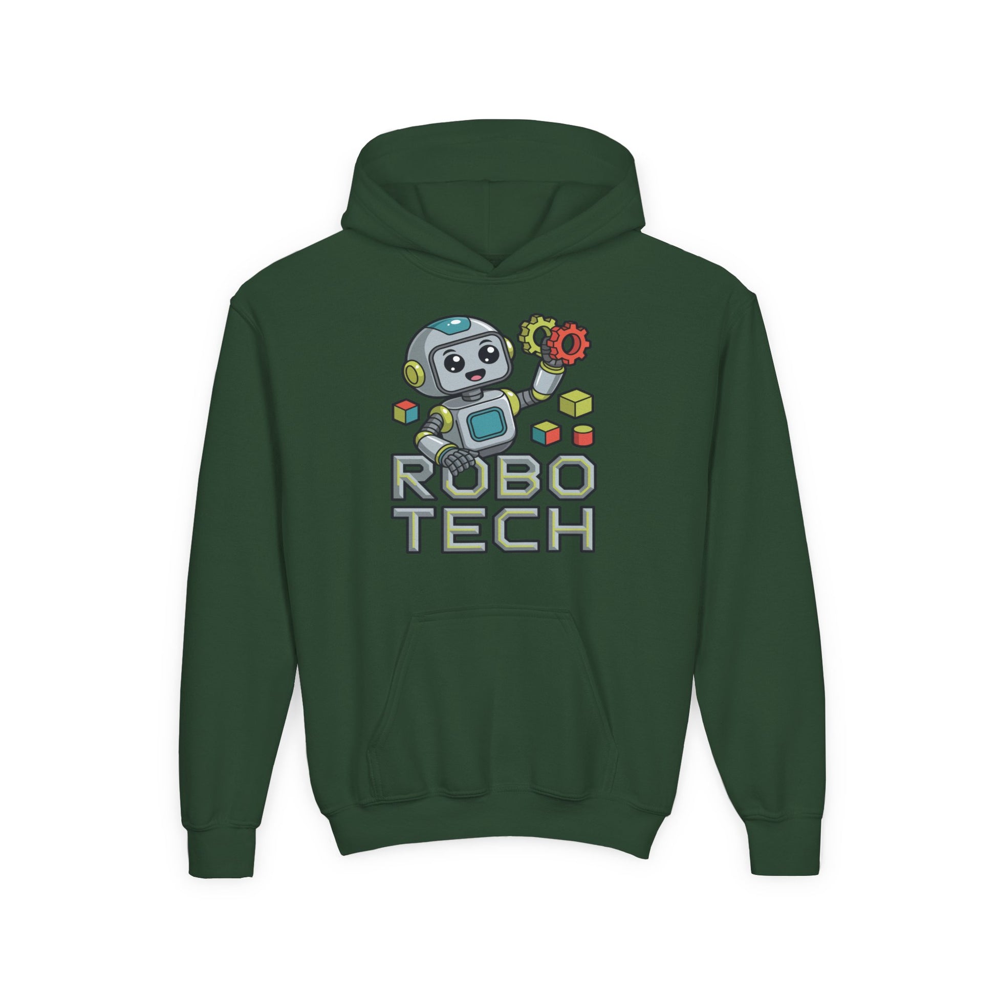 Youth Hoodie — Robo Tech Cute Robot Graphic for Kids (STEM, Robotics Club Gift) TEEZOCA