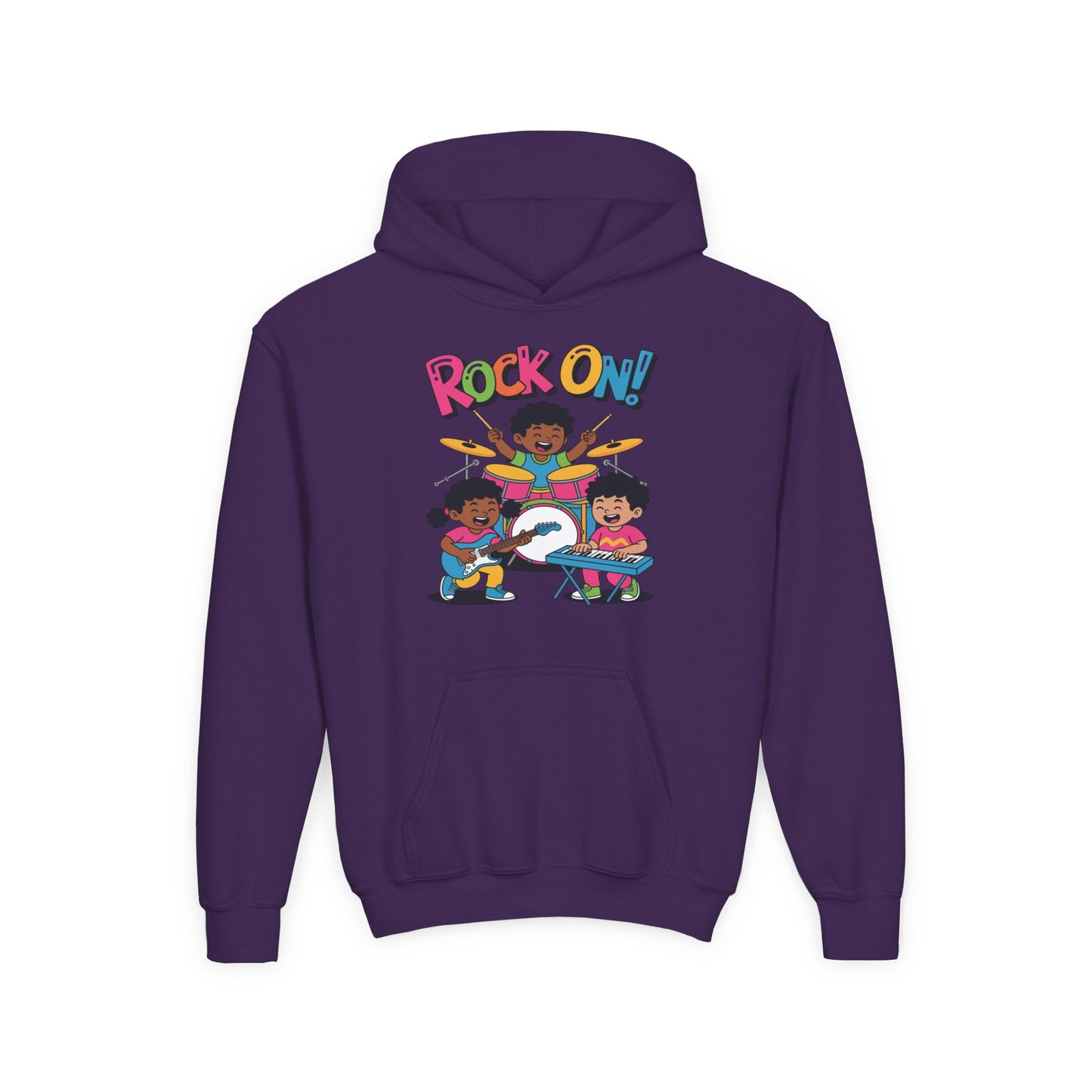 Rock On Kids Hoodie – Fun Music Band Illustration | TEEZOCA 