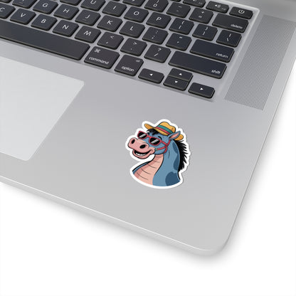 TEEZOCA funny horse sticker wearing hat and shades