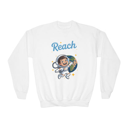 Youth Sweatshirt — 'Reach' Space Astronaut Kids Crewneck TEEZOCA