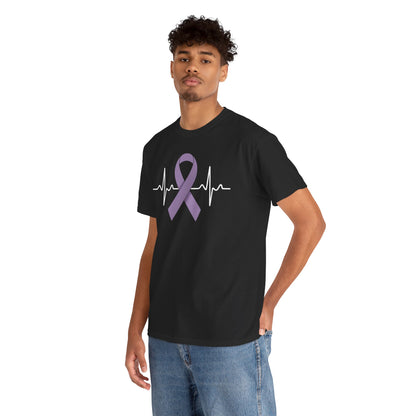 Alzheimer Awareness Purple Ribbon Unisex T-shirt Support Tee | TEEZOCA 