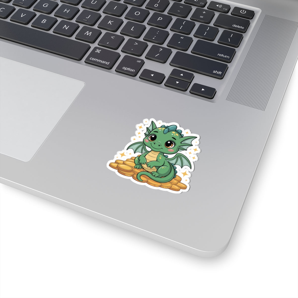 Cute Baby Dragon on Gold Coins — Kiss-Cut Sticker