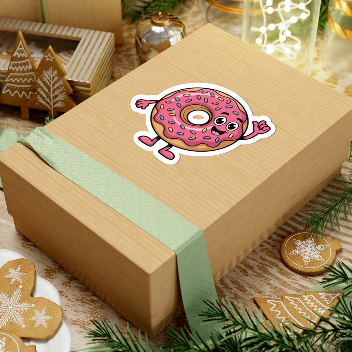 TEEZOCA fun donut cartoon sticker pink frosted donut art