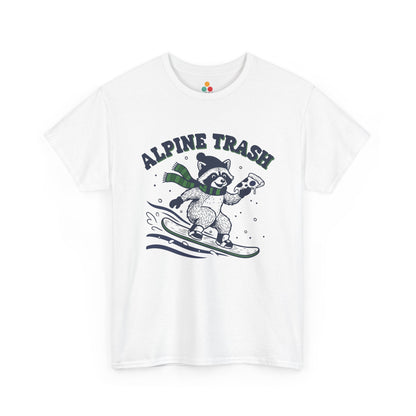 Alpine Trash Raccoon Snowboarding T‑Shirt – Funny Trash Panda Pizza Lover Ski Resort Tee | TEEZOCA 