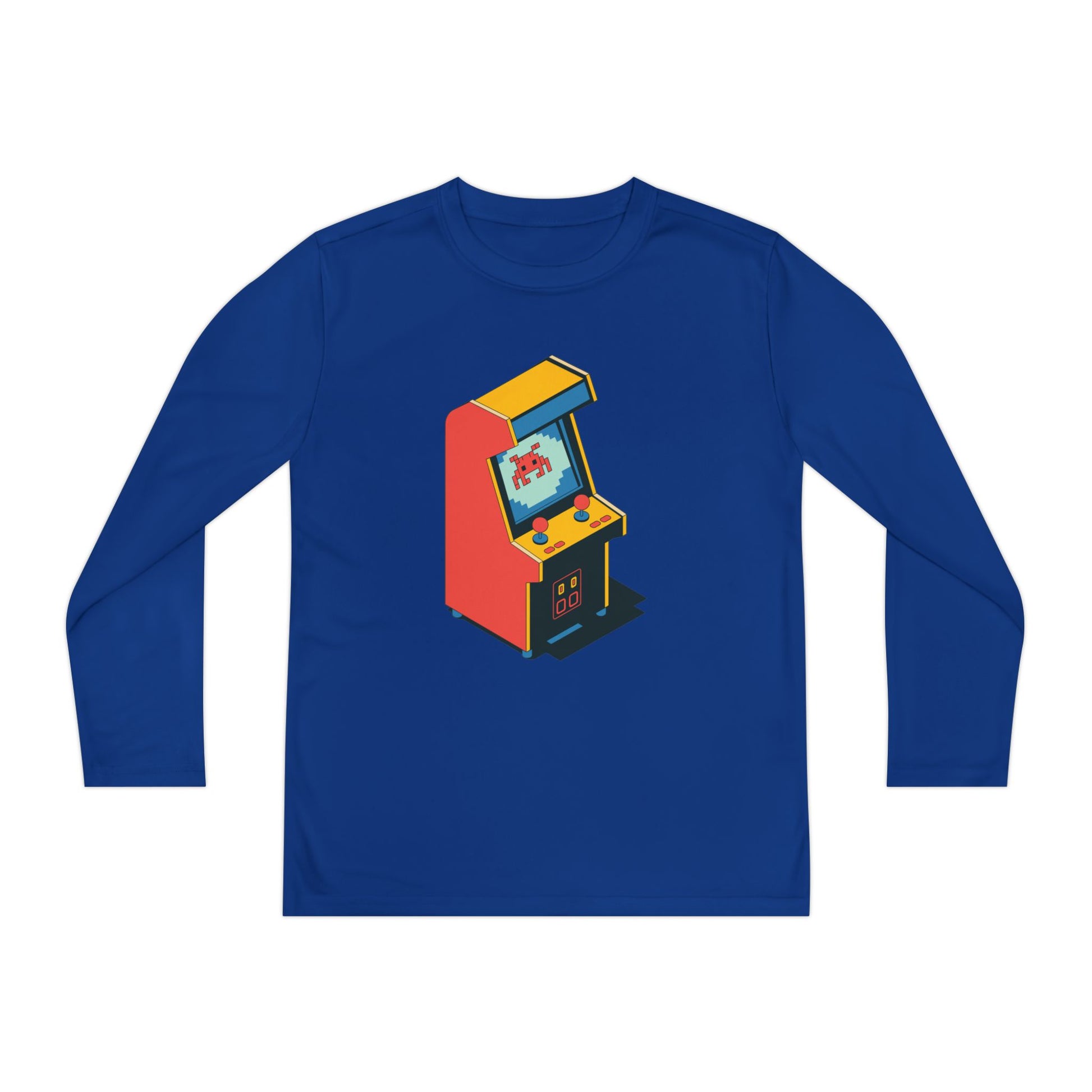 Youth Retro Arcade Long Sleeve Tee — Vintage Arcade Machine Graphic TEEZOCA