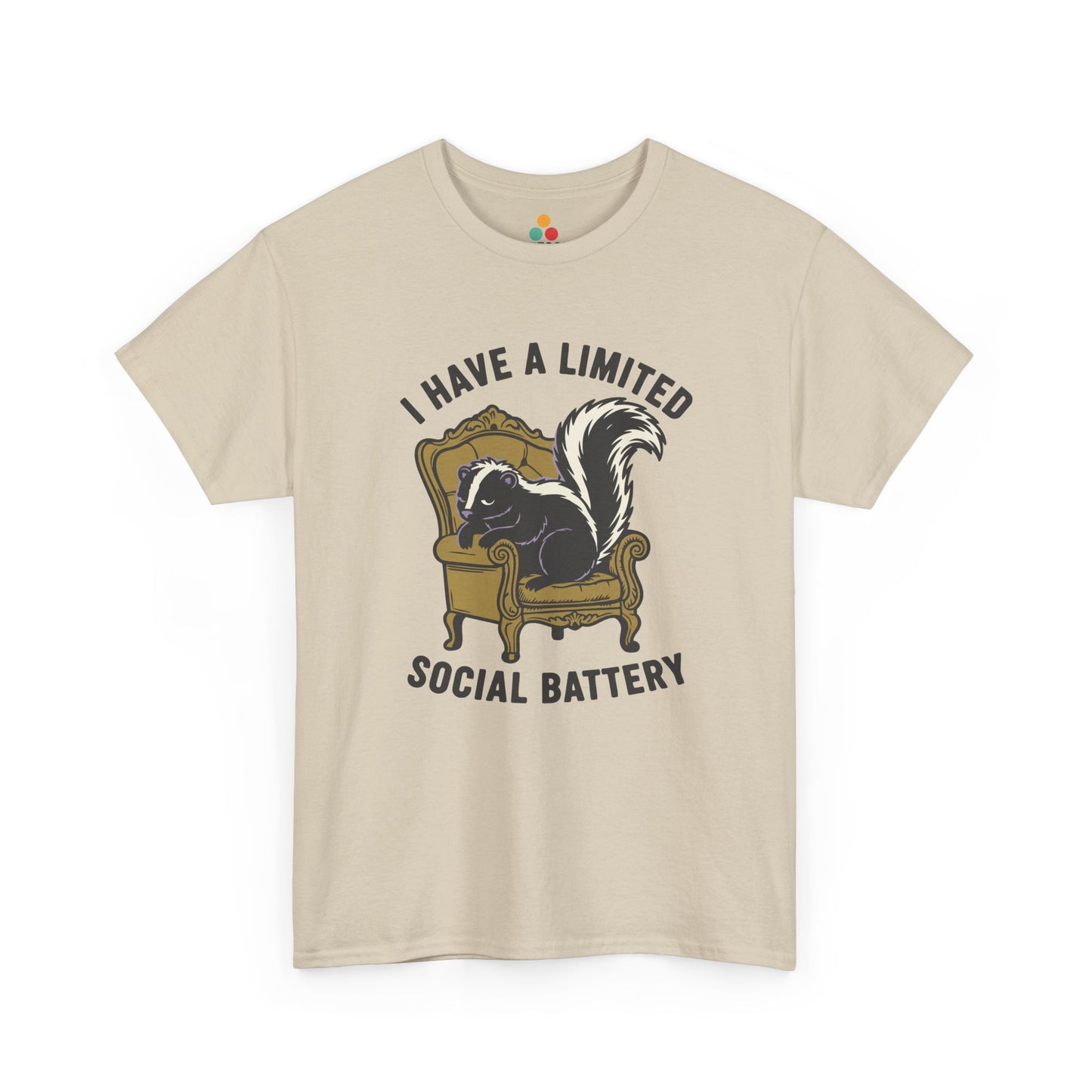 Skunk Social Battery Graphic T-Shirt - "I Have a Limited Social Battery" Funny Introvert Tee | TEEZOCA 