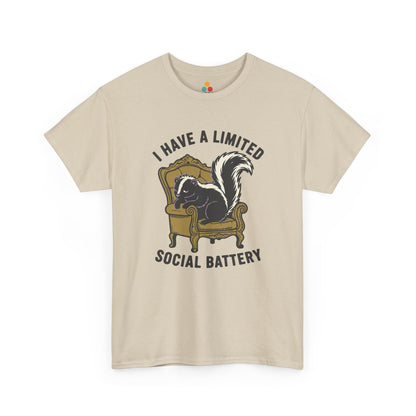 Skunk Social Battery Graphic T-Shirt - "I Have a Limited Social Battery" Funny Introvert Tee | TEEZOCA 