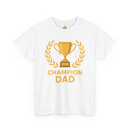 “White t‑shirt with neon green pixel trophy and text ‘LEVEL UP: DAD (EXPERT)’ centered on the chest, flat front view.”
