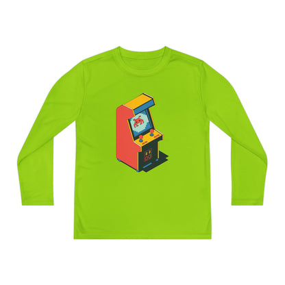 Youth Retro Arcade Long Sleeve Tee — Vintage Arcade Machine Graphic TEEZOCA