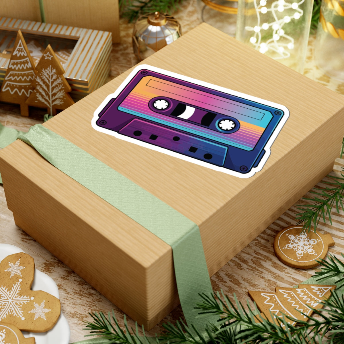 TEEZOCA aesthetic cassette sticker synthwave gradient tape graphic