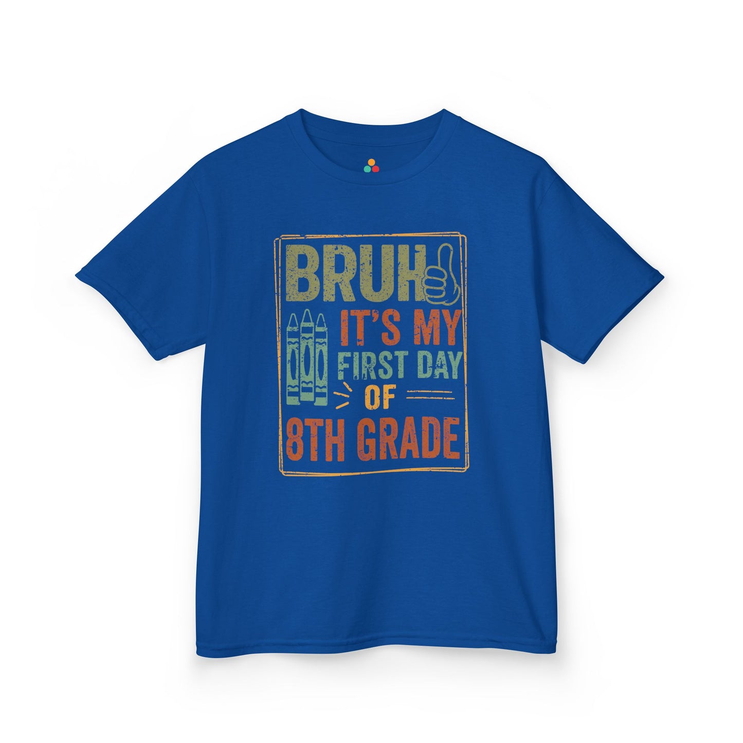 Bruh It’s My First Day of 8th Grade Funny Kids T-shirt | TEEZOCA vintage style 8th grade classroom Kids T-shirt