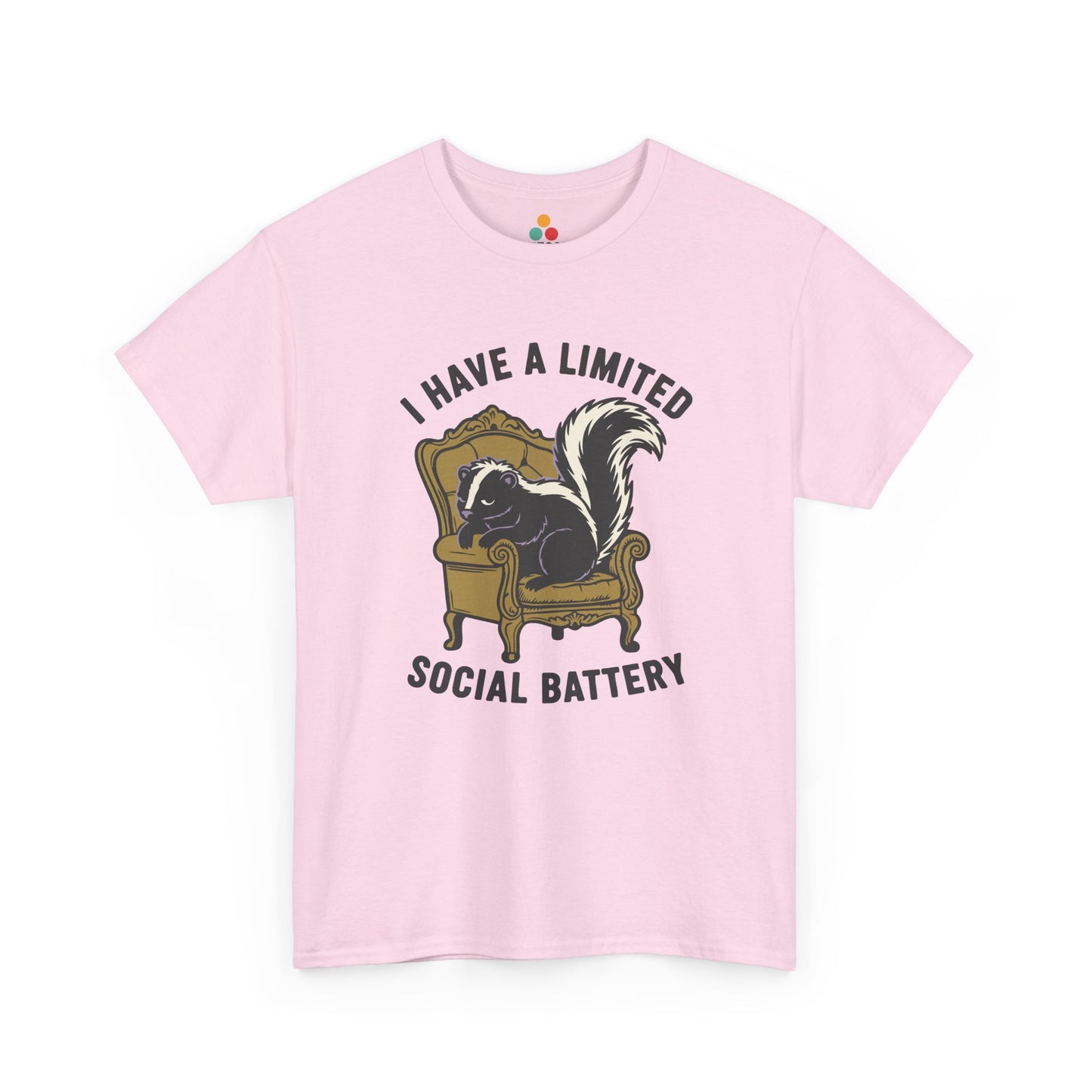Skunk Social Battery Graphic T-Shirt - "I Have a Limited Social Battery" Funny Introvert Tee | TEEZOCA 