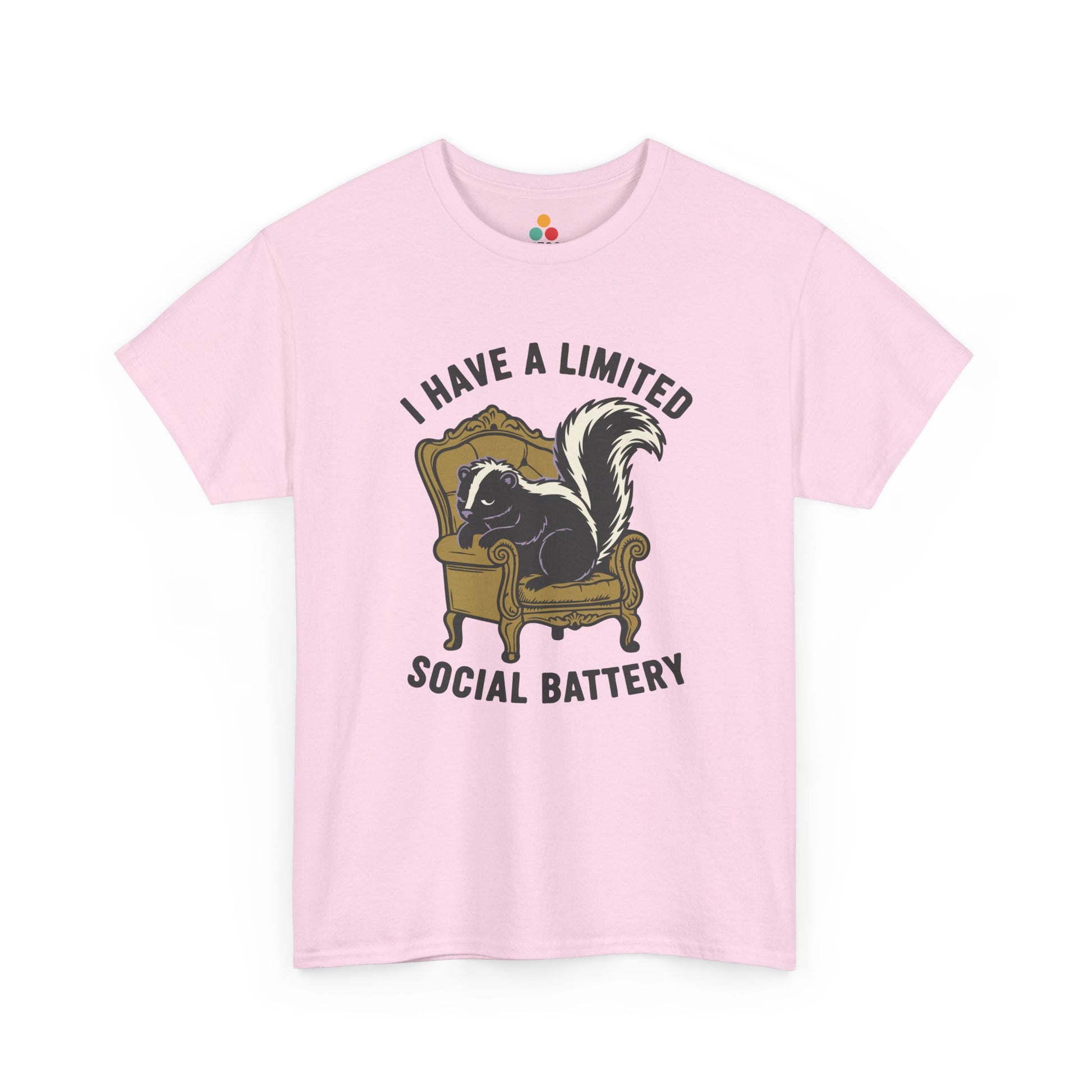 Skunk Social Battery Graphic T-Shirt - "I Have a Limited Social Battery" Funny Introvert Tee | TEEZOCA 