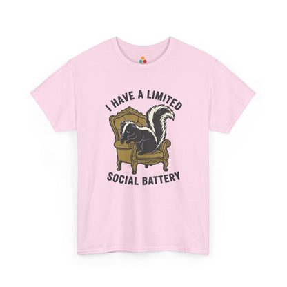 Skunk Social Battery Graphic T-Shirt - "I Have a Limited Social Battery" Funny Introvert Tee | TEEZOCA 