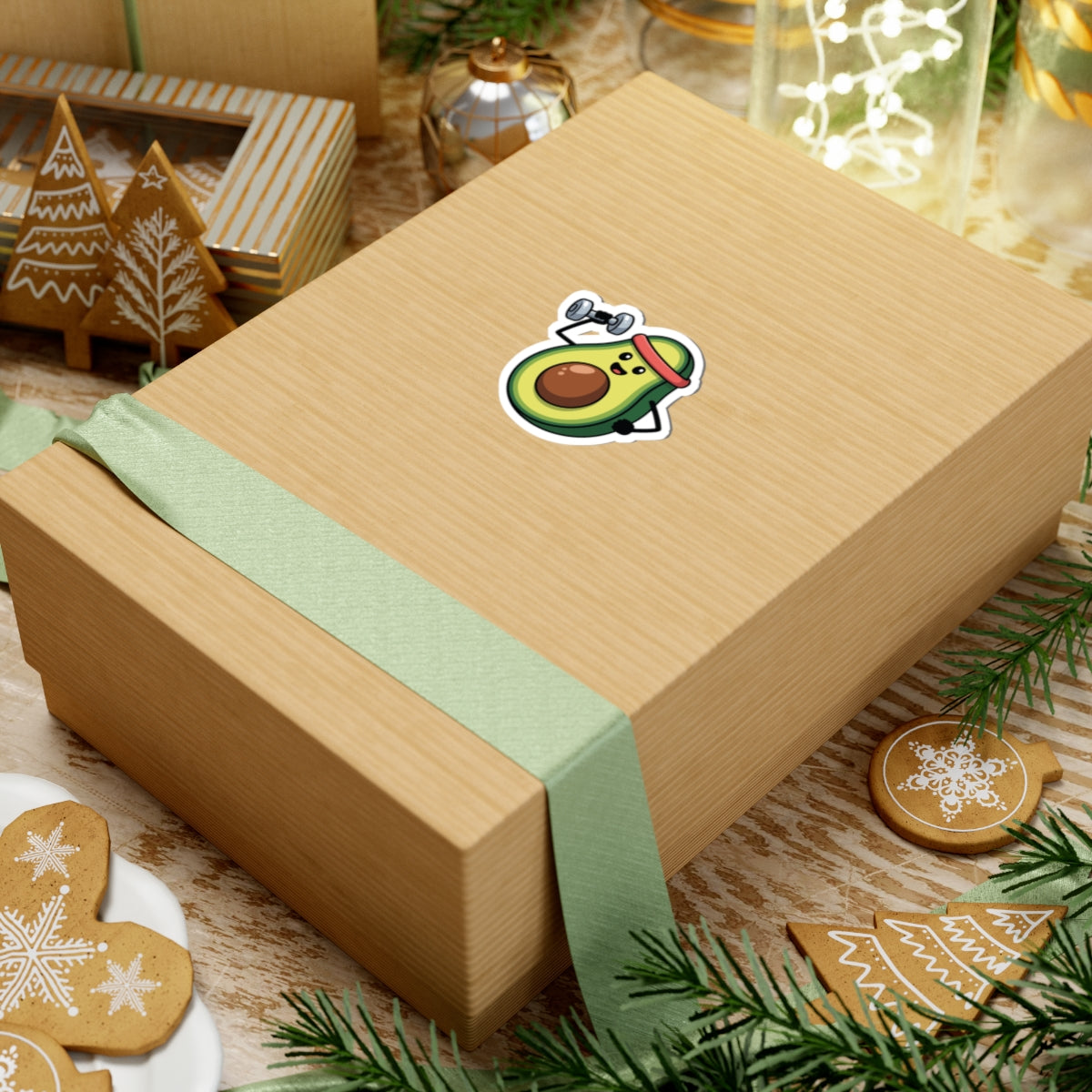 TEEZOCA funny avocado workout sticker healthy food gym illustration