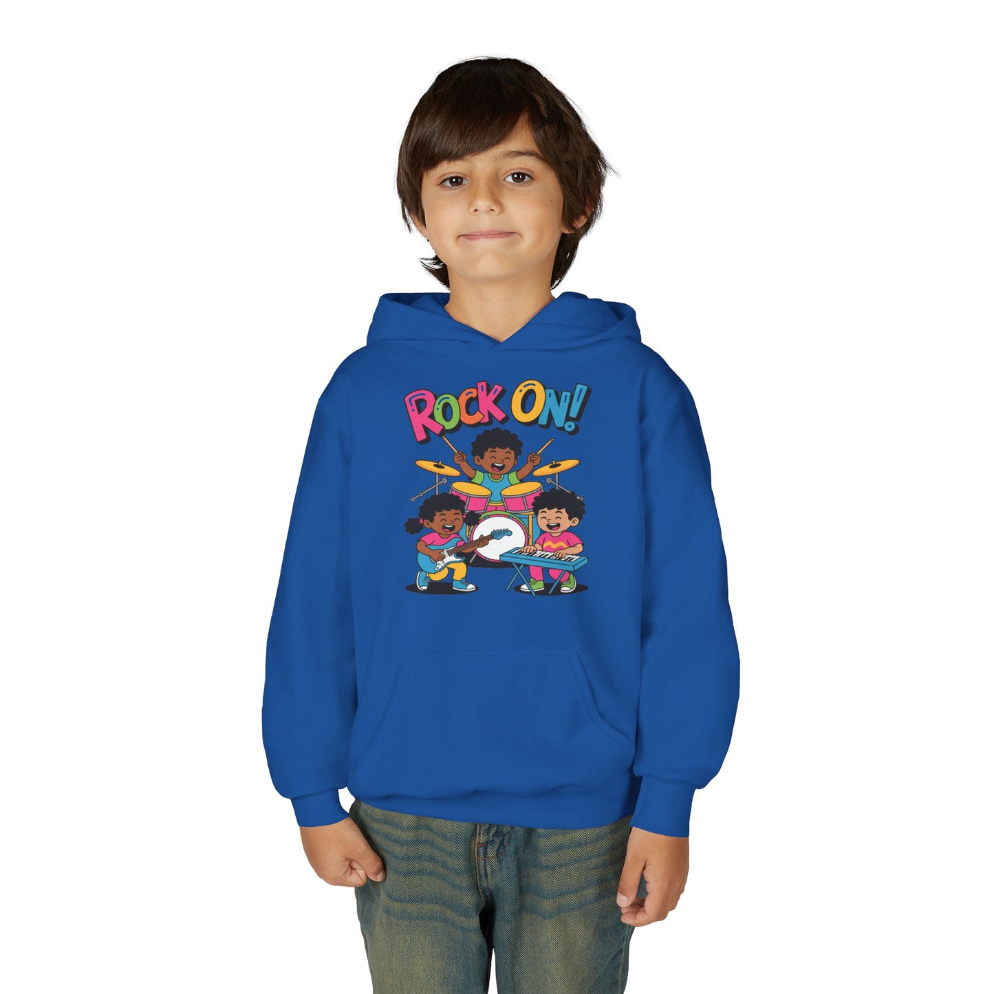 Rock On Kids Hoodie – Fun Music Band Illustration | TEEZOCA 