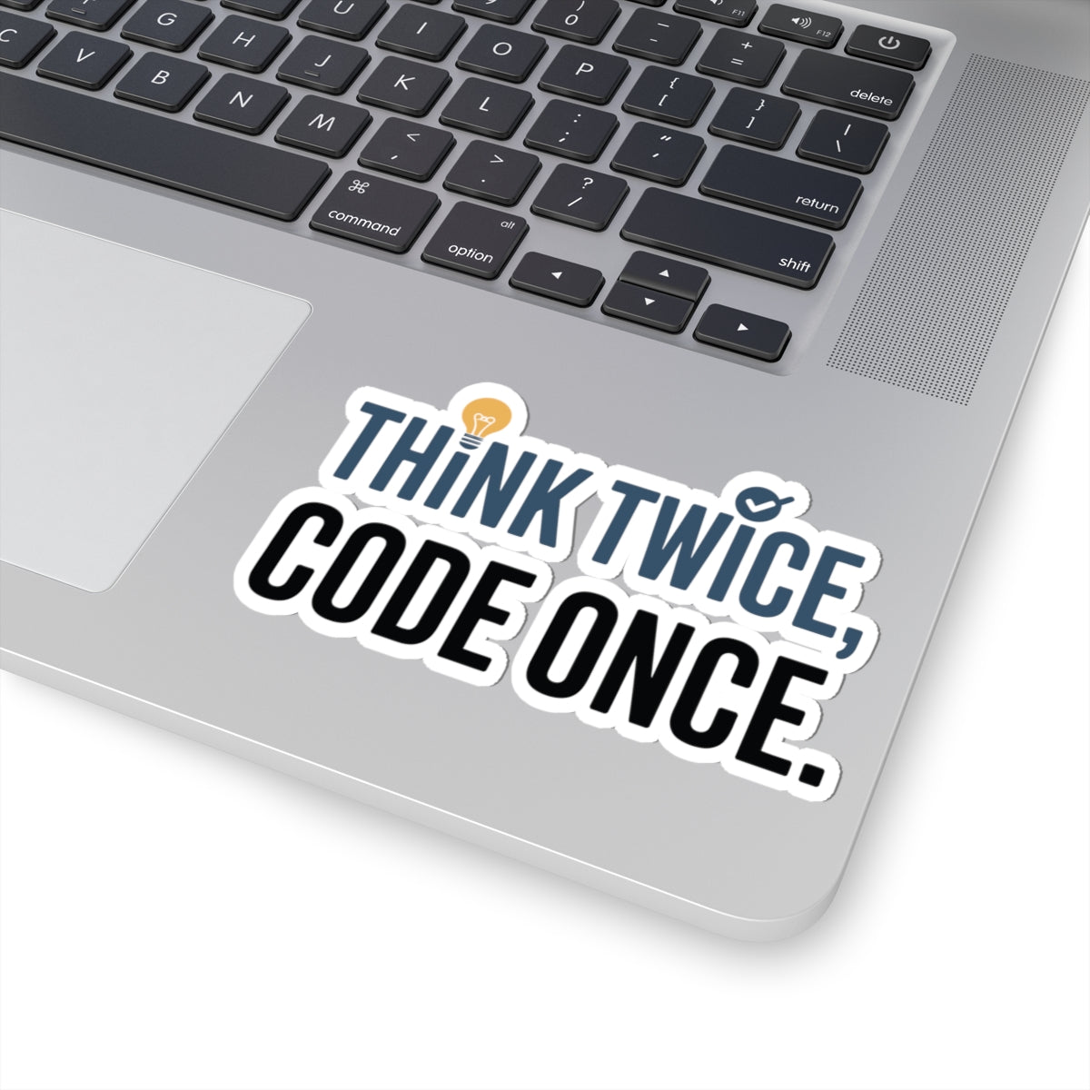 TEEZOCA think twice code once programming sticker with idea icon
