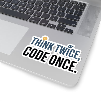 TEEZOCA think twice code once programming sticker with idea icon