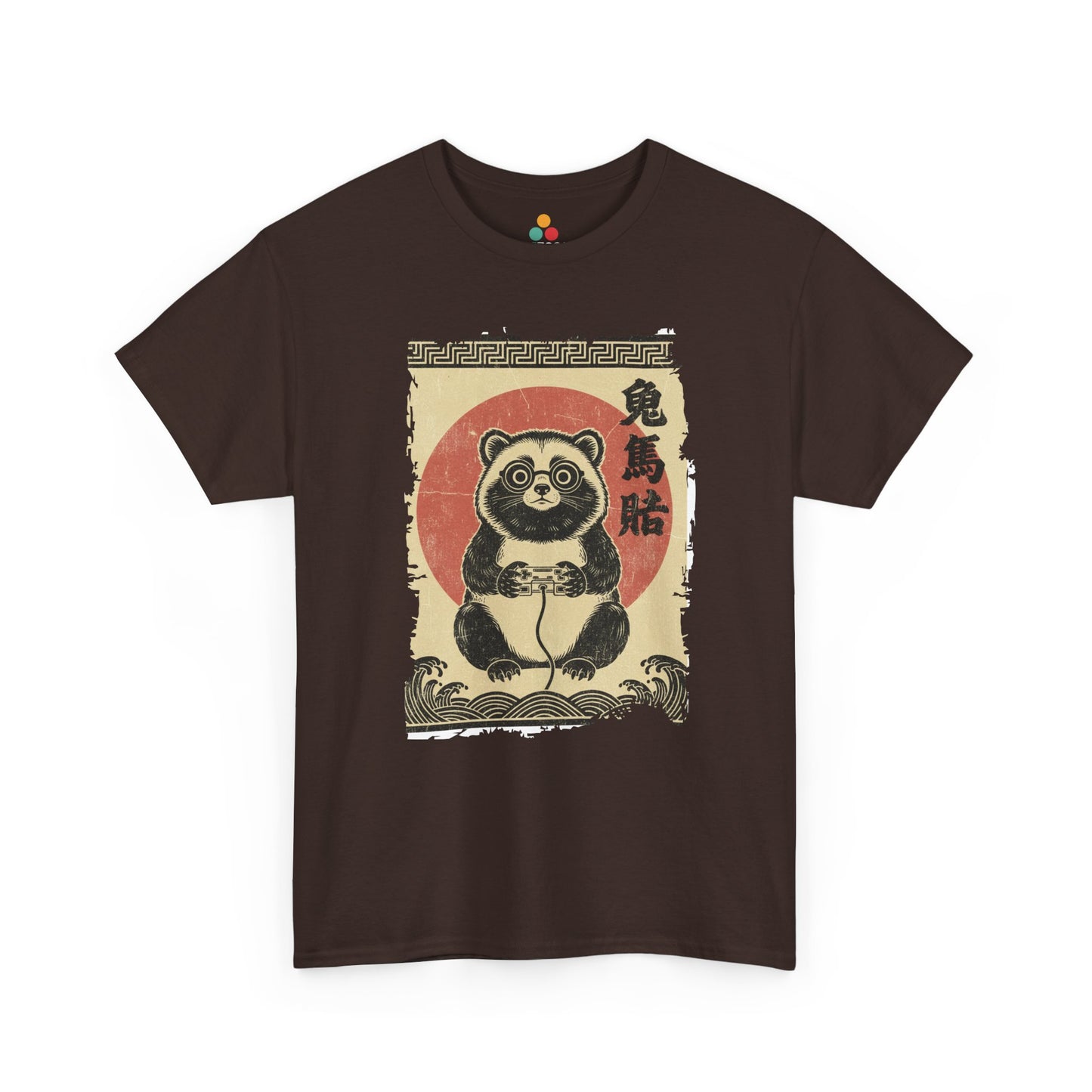 Panda Gamer Vintage Tee Japanese Ukiyo-e Graphic T-Shirt
