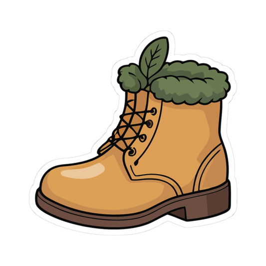 TEEZOCA cozy nature boot sticker with autumn leaves illustration