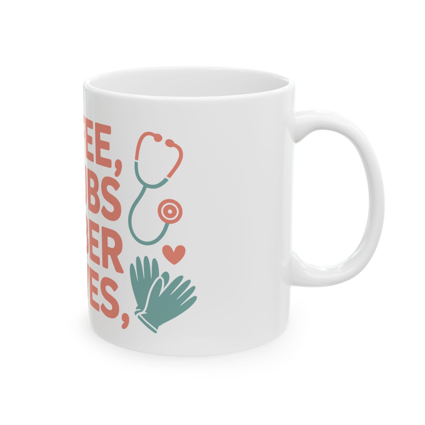 TEEZOCA mug displaying bold Coffee Scrubs & Rubber Gloves typography artwork
