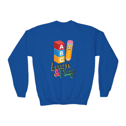 Kids 'Learn & Play' Crewneck Sweatshirt — ABC Blocks & Pencil Preschool Tee TEEZOCA